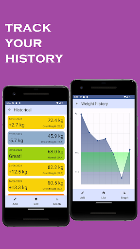 BMI Calculator + Weight Track Screen 3
