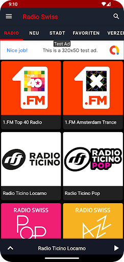 Android application Radio Swiss screenshort