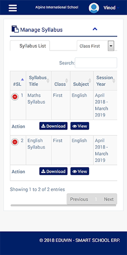 Eduvin - Smart School App Screen 2