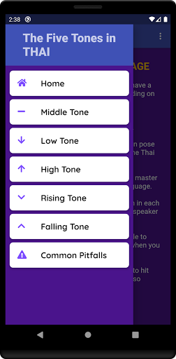 Android application Thai Tone Trainer screenshort