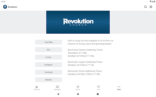 Screenshot of Revolution Church App
