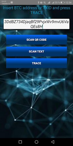 Android application Bitcoin tracer screenshort