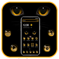 Evil Black Cat Face Emoji Theme