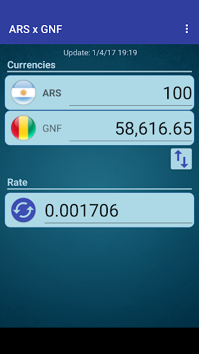 Android application Argentine Peso x Guinean Franc screenshort