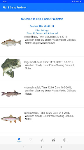 Android application Fish & Game Predictor screenshort
