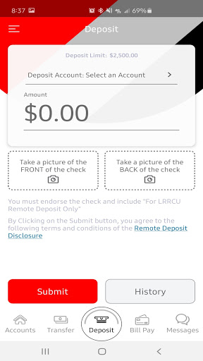 LRRCU Mobile Banking Screen 3