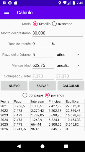 Vista previa de la aplicación