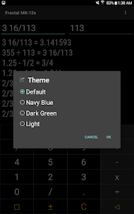 Capture d'écran du calculateur de fractions "Fractal MK-12P"