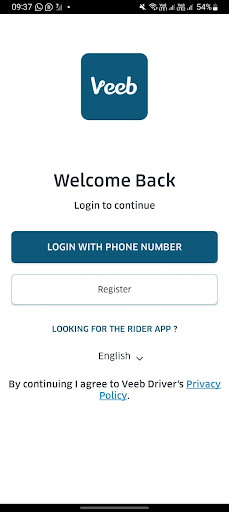 Android application Veeb Driver screenshort