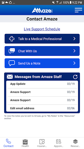 Android application Amaze Health screenshort
