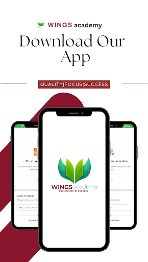 Android application wings academy screenshort