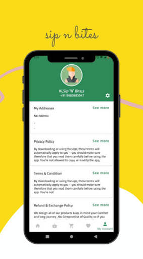Android application Sip N Bite,s Admin screenshort