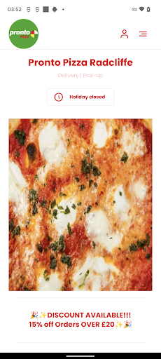 Android application Pronto Pizza Radcliffe screenshort