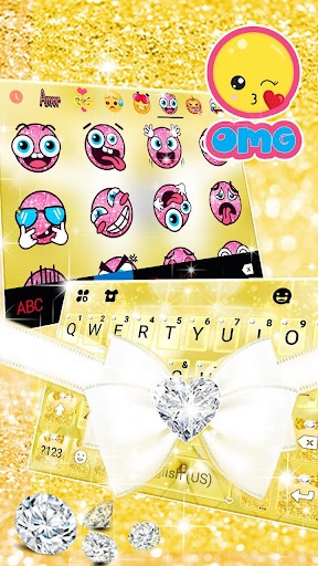 Golden Glitter Bow Keyboard Th Screen 3