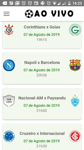 Android application Futebol Ao Vivo screenshort