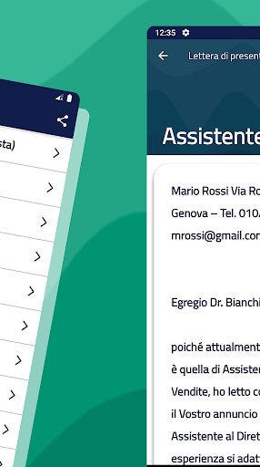 Lettera di presentazione Screen 2