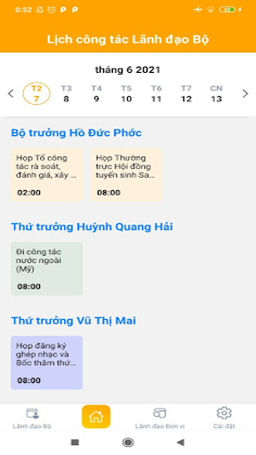 Android application EdocTC-Lịch công tác lãnh đạo screenshort