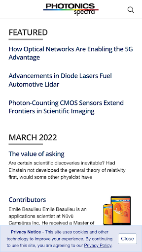 Android application Photonics Spectra screenshort