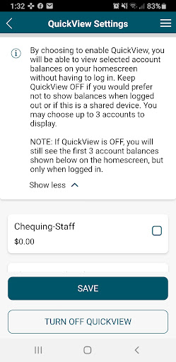 CDCU Mobile Banking Screen 2