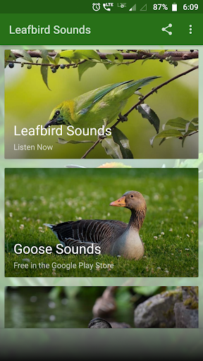 Android application Leafbird Sounds screenshort