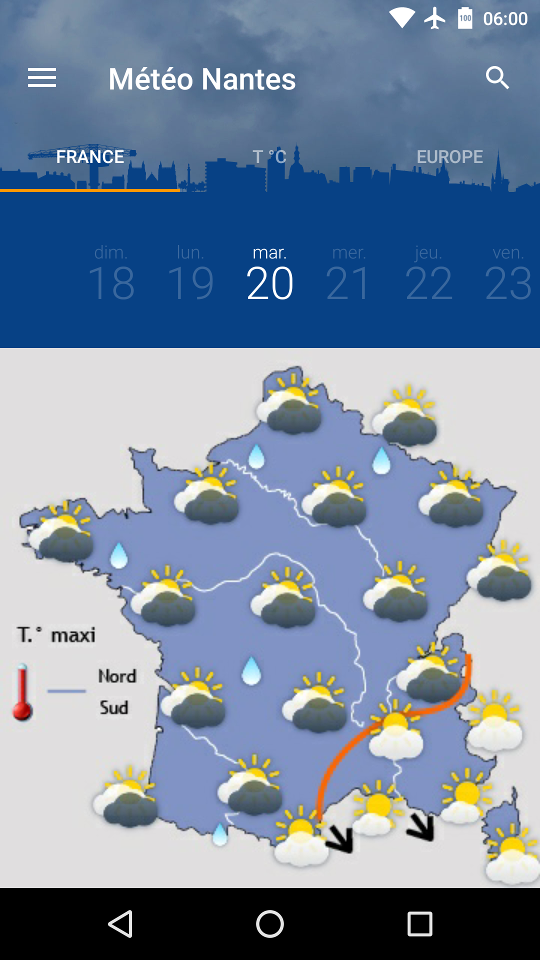Android application Météo Nantes screenshort