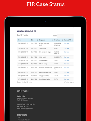 Manipur Police FIR Case Status