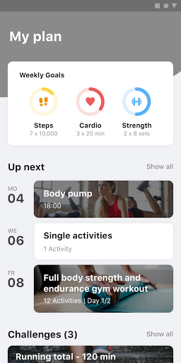 Android application SenS gym screenshort
