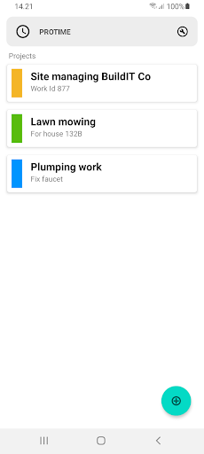 Android application Protime screenshort