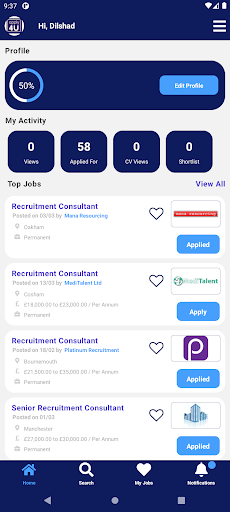 Apply4U Job Search App Screen 2