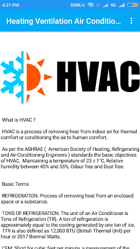 Android application Precision A/C screenshort