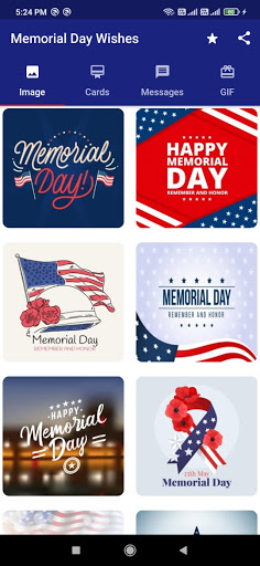 Android application Memorial Day Wishes screenshort