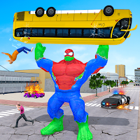 Flying Superhero City Rescue Muscle Monster Hero
