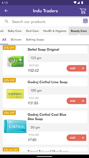 Android application Indu Traders screenshort