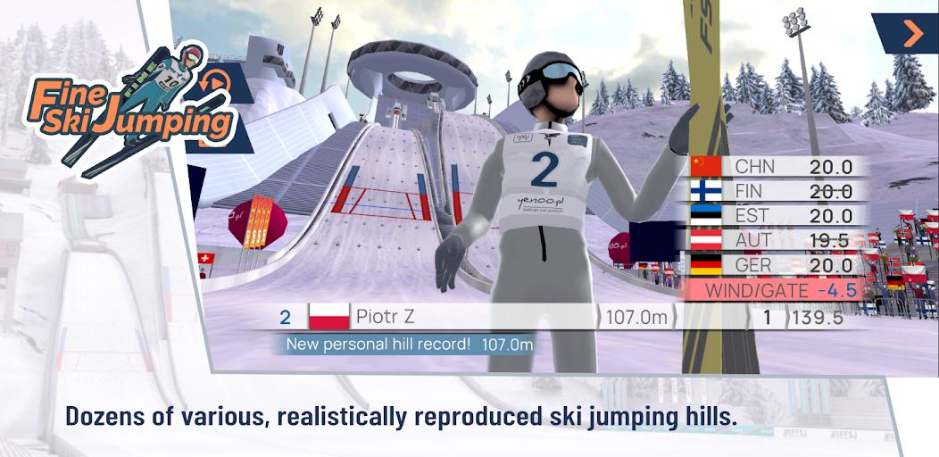 Fine Ski Jumping‏ 0.7795 APK + Mod (Unlimited money) إلى عن على ذكري المظهر