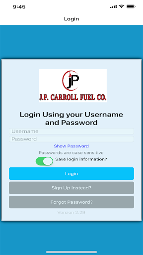Android application JP Carroll Fuel Company screenshort