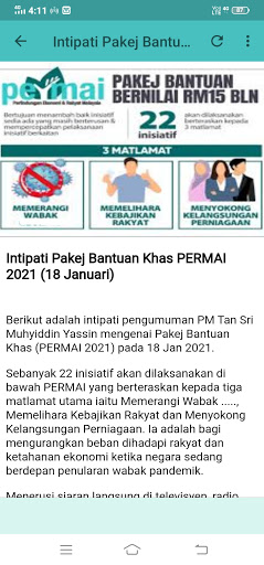 Informasi Pakej Bantuan Khas PERMAI 2021