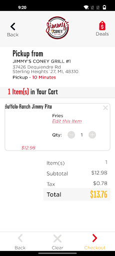 Screenshot of Jimmy's Coney Grill