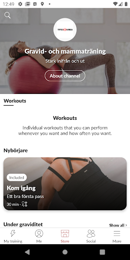 Android application Gravid- och mammaträning screenshort