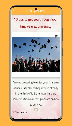 Advice for university students Screen 2