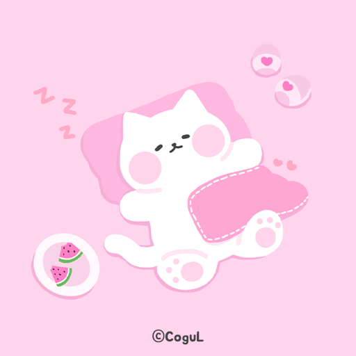 카카오톡 테마 - 여름 낮잠 냥이_핑크 (카톡테마) logo