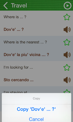 Learn Italian Phrasebook Screen 3
