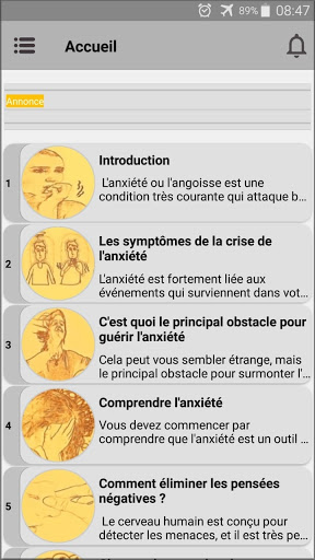 Android application Contrôler l'anxiété et l'angoi screenshort