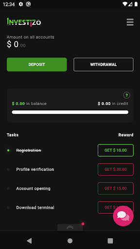 Android application Investizo screenshort