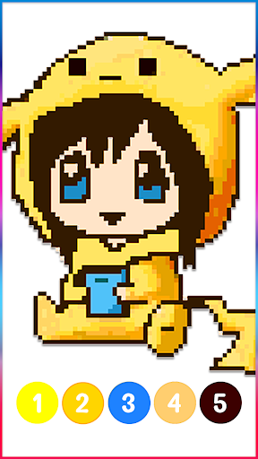 Anime Manga Pixel Art Coloring Screen 3