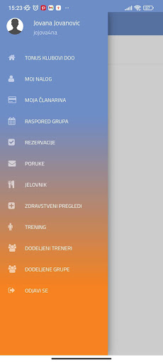 Android application Tonus fitnes klub screenshort