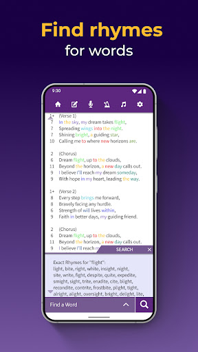 Screenshot of Lyrics Notepad - Song Writing