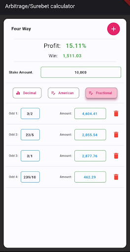 Surebet/Arbitrage Calculator Screen 3