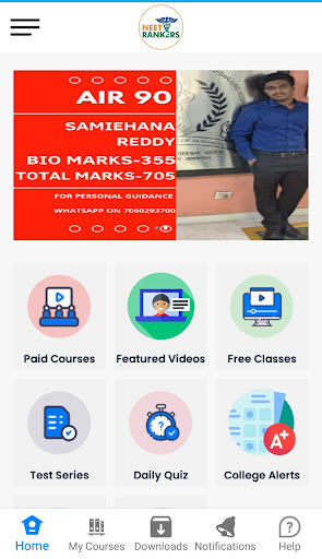 Android application NEET Rankers screenshort