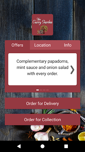 Android application The Curry Garden Eltham screenshort