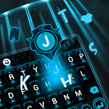 ufo robot ai keyboard neon blue light future icon